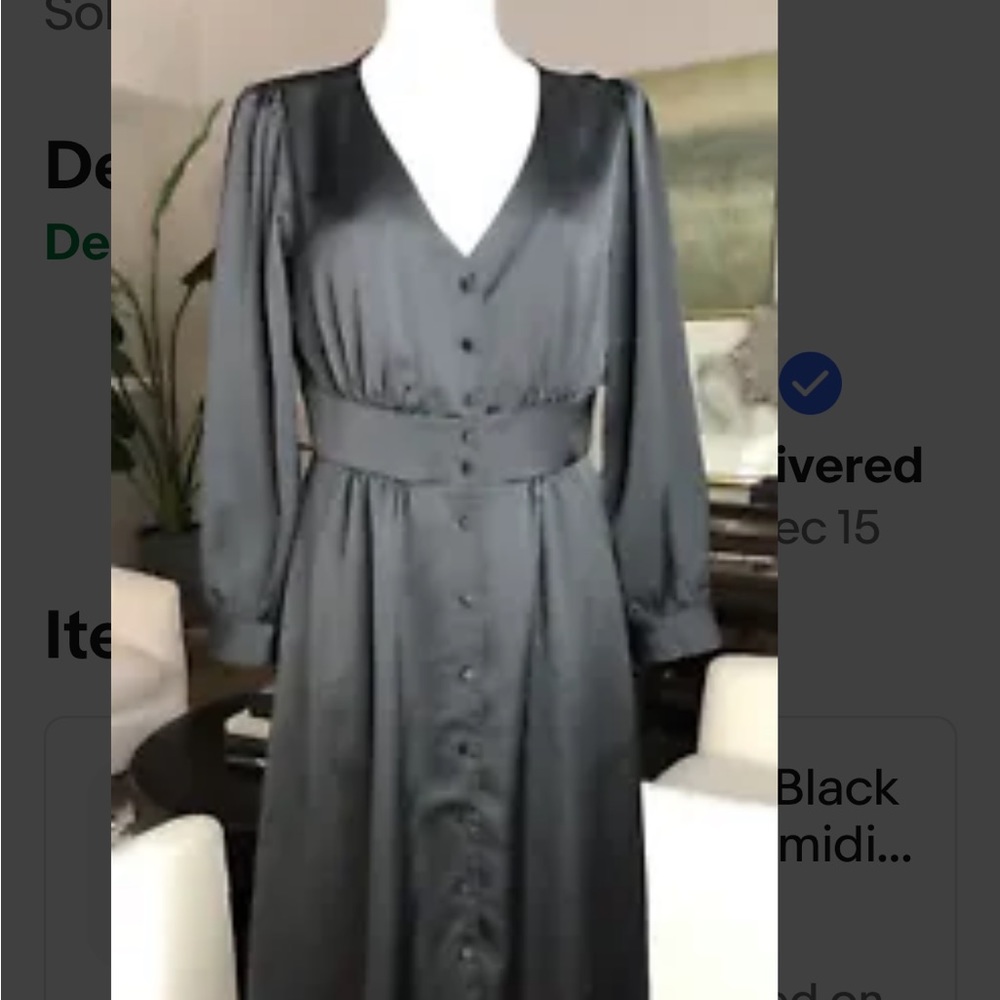 Jcrew black silk midi dress. Size 6